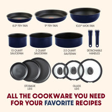 Load image into Gallery viewer, T - Fal Ingenio Expertise Nonstick 14 - Piece Cookware Set, Induction Oven Safe up to 500F, Detachable Handle, Onyx Black