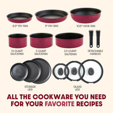 Load image into Gallery viewer, T - Fal Ingenio Expertise Nonstick 14 - Piece Cookware Set, Induction Oven Safe up to 500F, Detachable Handle, Onyx Black