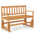 2-Person Patio Glider Bench, Solid Acacia Wood Porch Glider Chair with Slatted Backrest & Seat, Outdoor Glider Loveseat for Balcony Poolside Garden