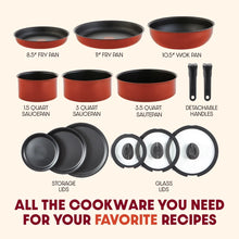 Load image into Gallery viewer, T - Fal Ingenio Expertise Nonstick 14 - Piece Cookware Set, Induction Oven Safe up to 500F, Detachable Handle, Onyx Black