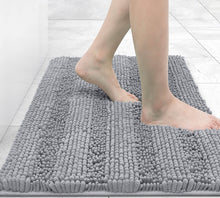 Load image into Gallery viewer, Grandaily Chenille Striped Bathroom Rug Mat, Extra Thick and Absorbent Bath Rugs, Non-Slip Soft Plush Shaggy Bath Carpet, Machine Wash Dry, Bath