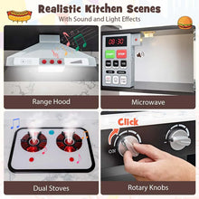 Load image into Gallery viewer, Corner Wooden Kids Kitchen Playset, Little Chef Pretend Toy Kitchen Set w/ Microwave, Range Hood, Washing Basin, Lights &amp; Sounds for Toddlers