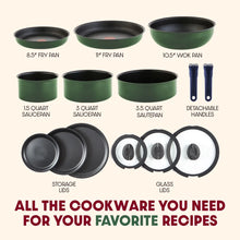 Load image into Gallery viewer, T - Fal Ingenio Expertise Nonstick 14 - Piece Cookware Set, Induction Oven Safe up to 500F, Detachable Handle, Onyx Black
