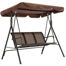Load image into Gallery viewer, Mcombo Outdoor Patio Canopy Swing Chair 3-Person, Steel Frame Textilence SEATS Swing Glider, 4507