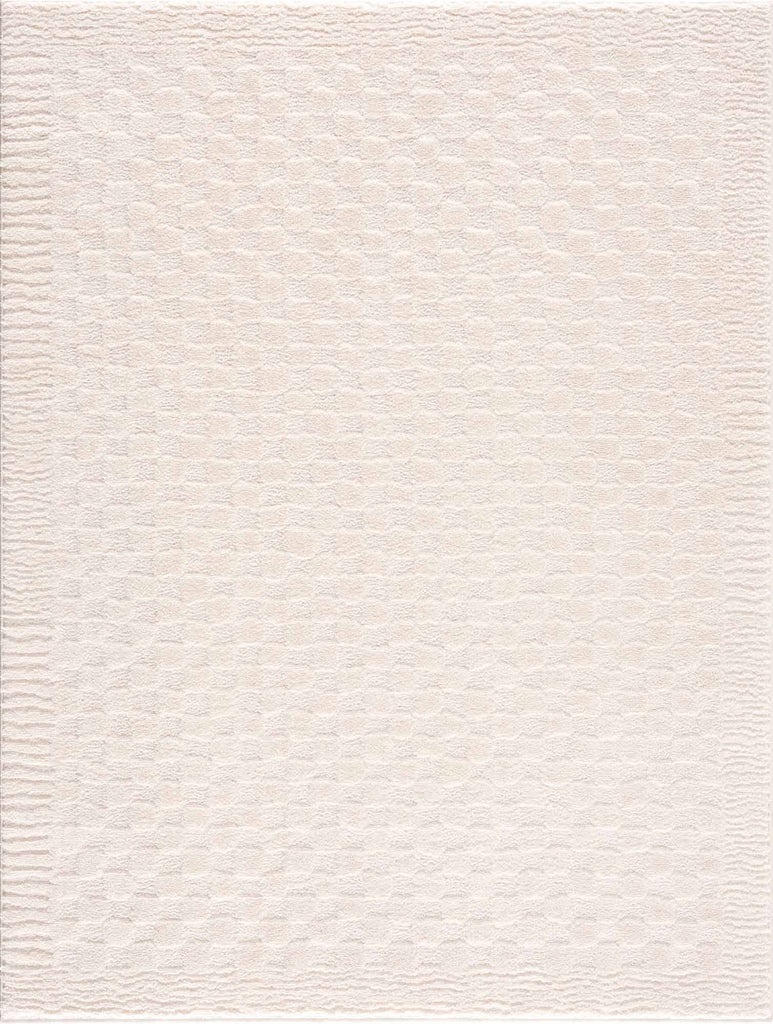 Hauteloom Leryn Ivory Checkered Area Rug | Area Rug for Living Room, Bedroom | Ivory Checkered Rug - 5'3" x 7' Rectangle