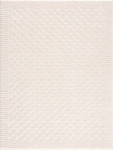 Hauteloom Leryn Ivory Checkered Area Rug | Area Rug for Living Room, Bedroom | Ivory Checkered Rug - 5'3
