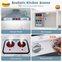 Load image into Gallery viewer, Corner Wooden Kids Kitchen Playset, Little Chef Pretend Toy Kitchen Set w/ Microwave, Range Hood, Washing Basin, Lights &amp; Sounds for Toddlers
