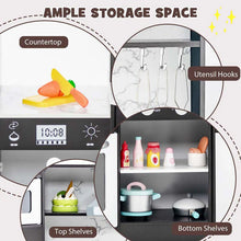 Load image into Gallery viewer, Corner Wooden Kids Kitchen Playset, Little Chef Pretend Toy Kitchen Set w/ Microwave, Range Hood, Washing Basin, Lights &amp; Sounds for Toddlers